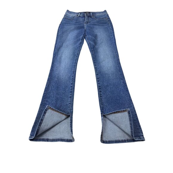 Express Womens Skyscraper Mid Rise Flare Jeans Denim Size 2S - Picture 3 of 12